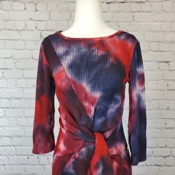 BAILEY Blue Tie Dye Printed Knot Front Dress sz. M - Picture 6 of 9